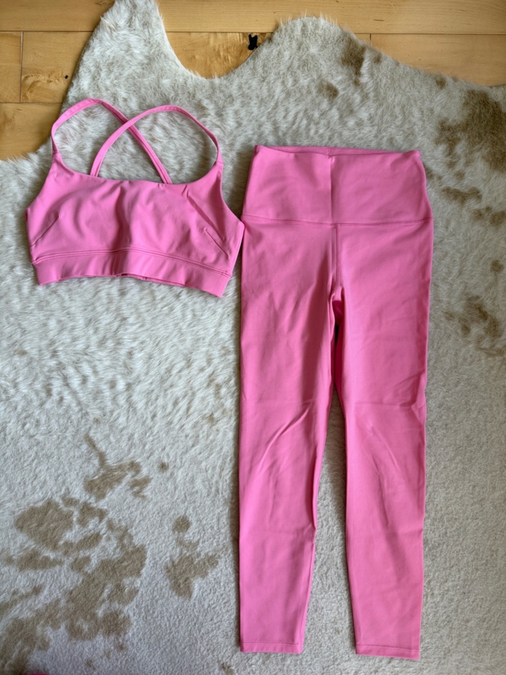 Carbon38 Pink High-Waist Leggings & Strappy Sports Bra Set M top/ S bottom